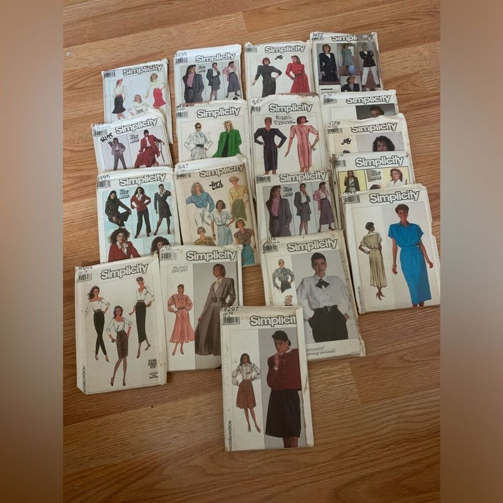 Bundle of  Vintage Simplicity Sewing Patterns 1980s 1990s Dresses Blouses Skirts